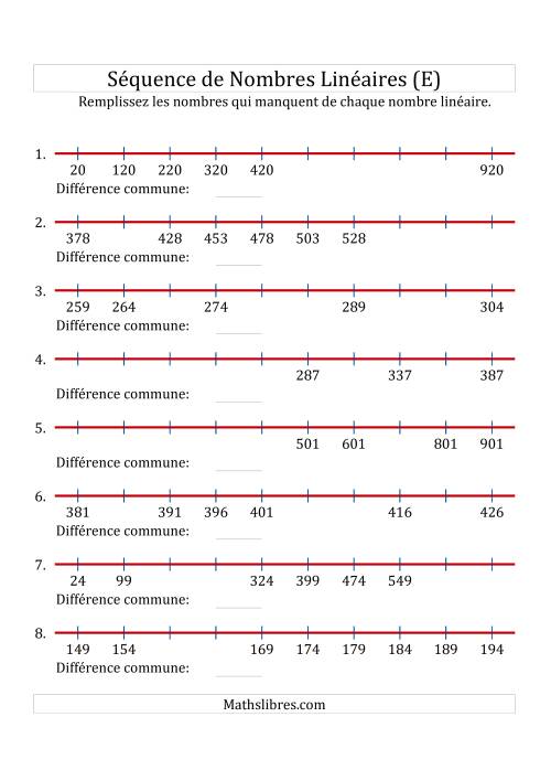 Séquence Personnalisée de Nombres Linéaires Croissants (Maximum 1 000) (E)