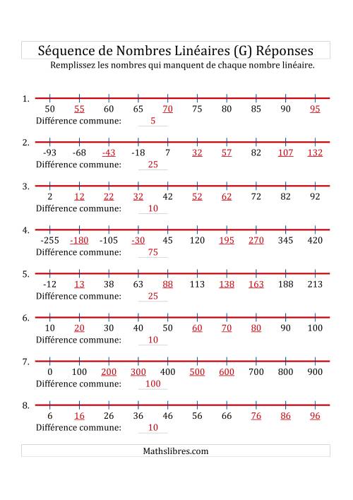 Séquence Personnalisée de Nombres Linéaires Croissants (Maximum 100) (G) page 2