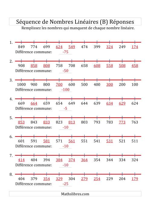 Séquence Personnalisée de Nombres Linéaires Décroissants (De 100 à 1 000) (B) page 2