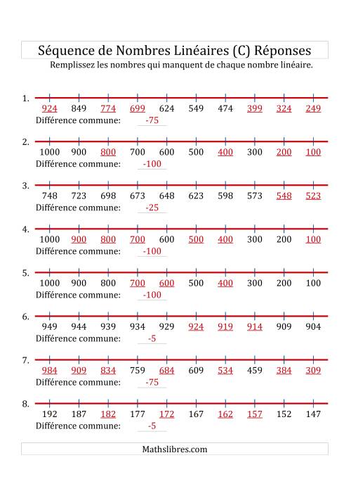 Séquence Personnalisée de Nombres Linéaires Décroissants (De 100 à 1 000) (C) page 2