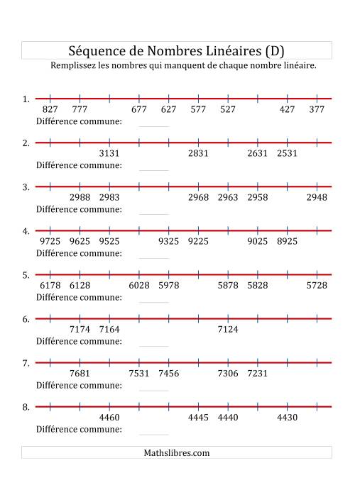 Séquence Personnalisée de Nombres Linéaires Décroissants (Maximum 10 000) (D)