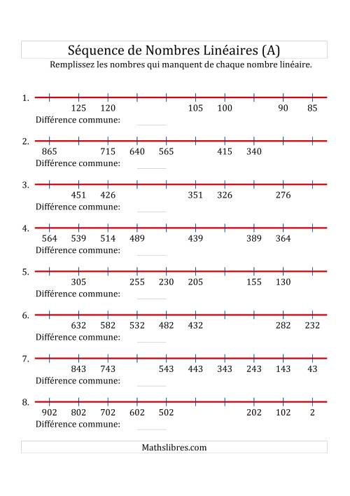 Séquence Personnalisée de Nombres Linéaires Décroissants (Maximum 1 000) (A)