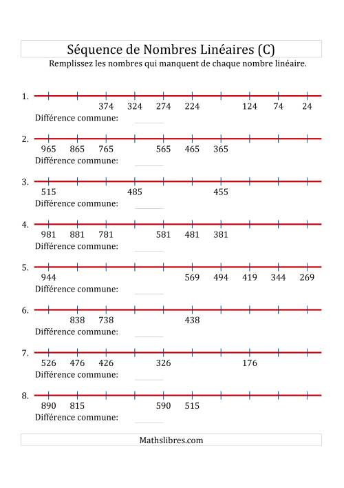 Séquence Personnalisée de Nombres Linéaires Décroissants (Maximum 1 000) (C)