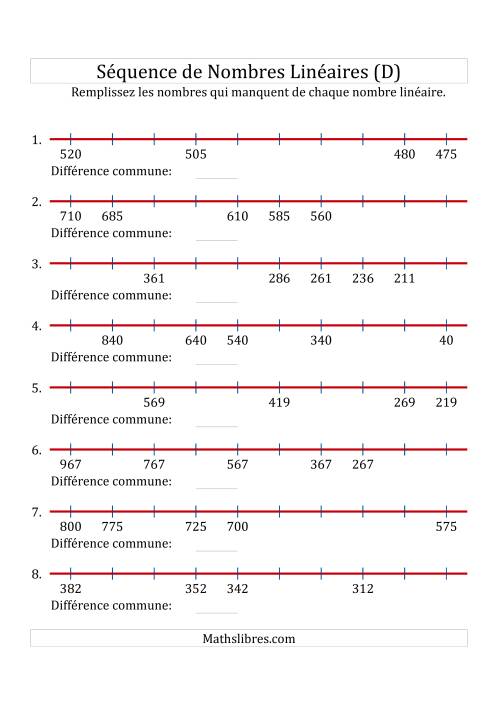 Séquence Personnalisée de Nombres Linéaires Décroissants (Maximum 1 000) (D)