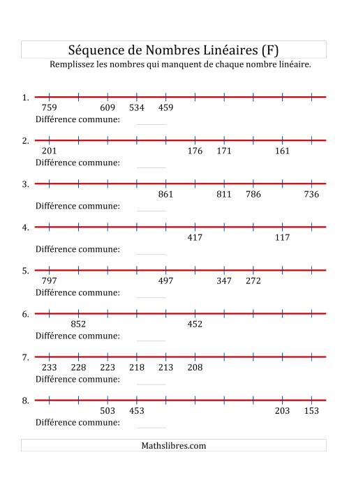 Séquence Personnalisée de Nombres Linéaires Décroissants (Maximum 1 000) (F)