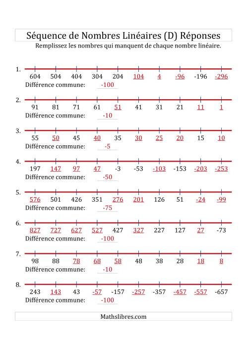 Séquence Personnalisée de Nombres Linéaires Décroissants (Maximum 100) (D) page 2