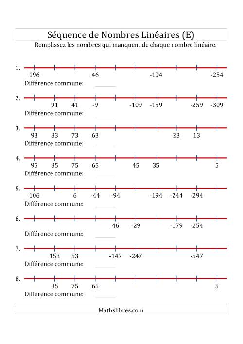Séquence Personnalisée de Nombres Linéaires Décroissants (Maximum 100) (E)