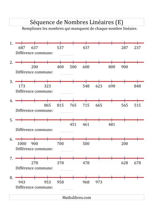 Séquence Personnalisée de Nombres Linéaires Croissants & Décroissants (De 100 à 1 000) (E)