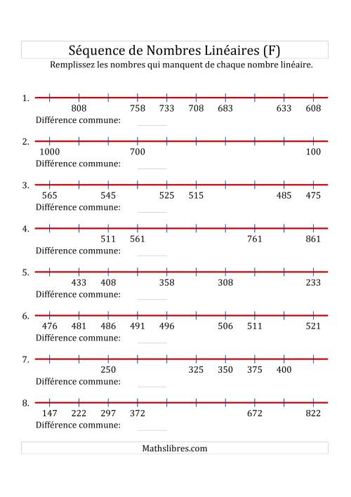 Séquence Personnalisée de Nombres Linéaires Croissants & Décroissants (De 100 à 1 000) (F)