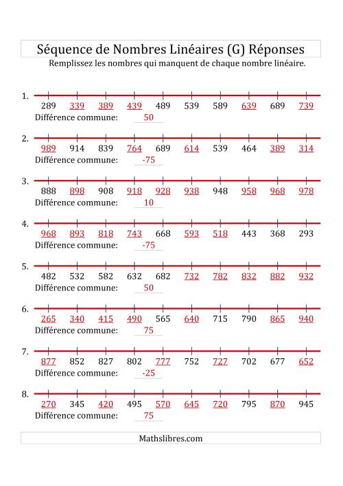 Séquence Personnalisée de Nombres Linéaires Croissants & Décroissants (De 100 à 1 000) (G) page 2