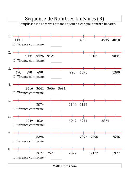 Séquence Personnalisée de Nombres Linéaires Croissants & Décroissants (Maximum 10 000) (B)