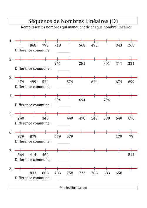 Séquence Personnalisée de Nombres Linéaires Croissants & Décroissants (Maximum 1 000) (D)