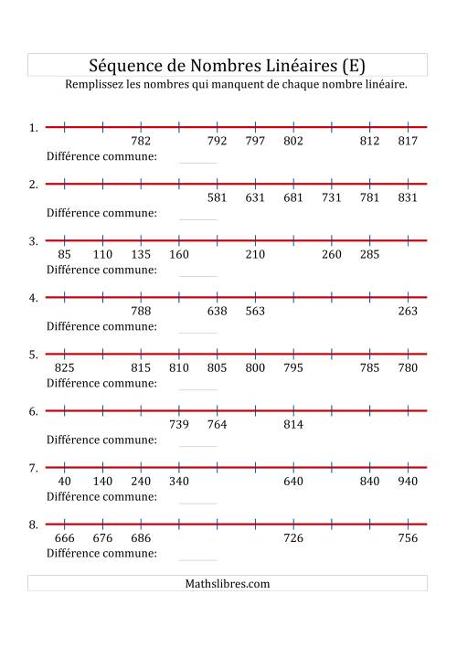 Séquence Personnalisée de Nombres Linéaires Croissants & Décroissants (Maximum 1 000) (E)