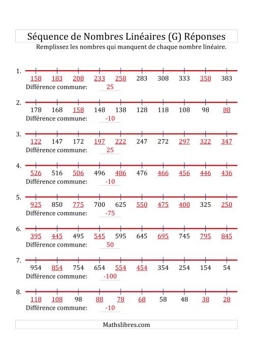 Séquence Personnalisée de Nombres Linéaires Croissants & Décroissants (Maximum 1 000) (G) page 2