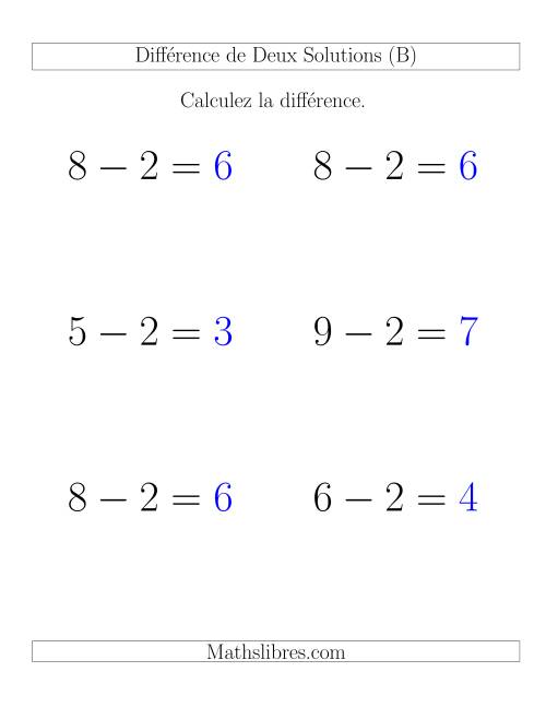 Règles de Soustraction -- Différence de 2 (B) page 2