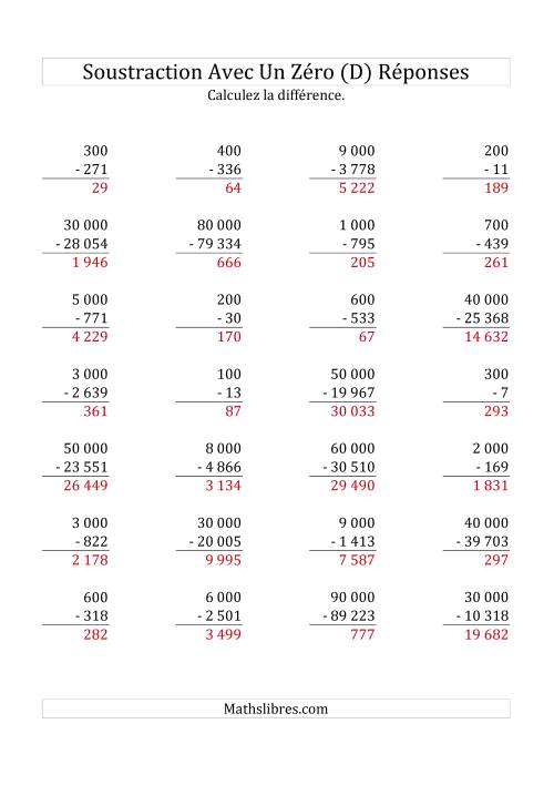 Soustraire les multiples de 100, 1 000 & 1 000 (Mélangés) (D) page 2