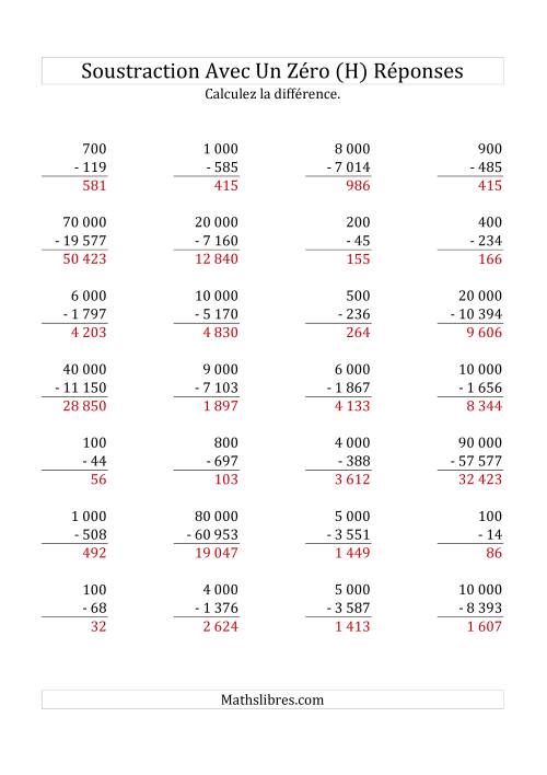Soustraire les multiples de 100, 1 000 & 1 000 (Mélangés) (H) page 2