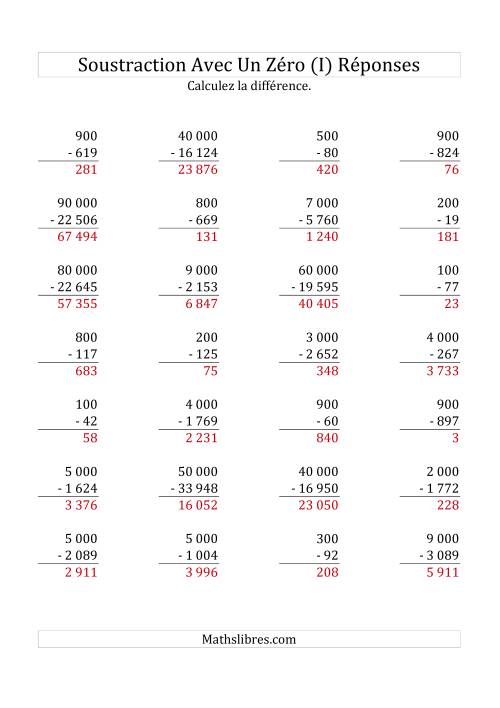 Soustraire les multiples de 100, 1 000 & 1 000 (Mélangés) (I) page 2