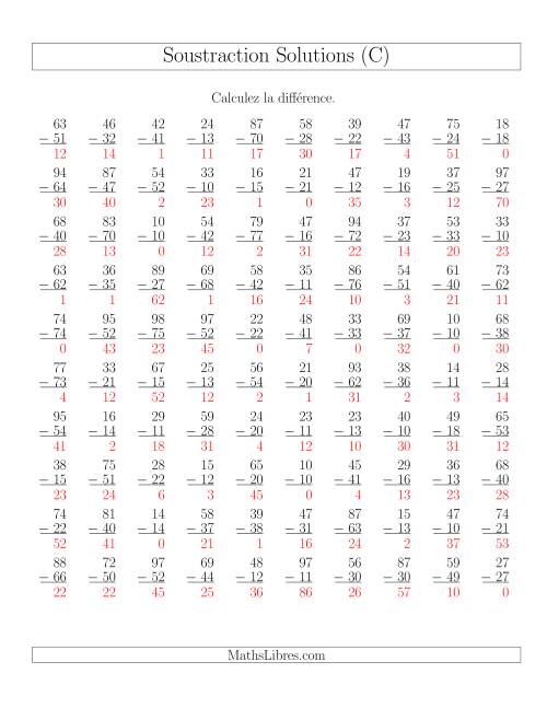 Soustraction de nombres à deux chiffres (sans retenue) (C) page 2