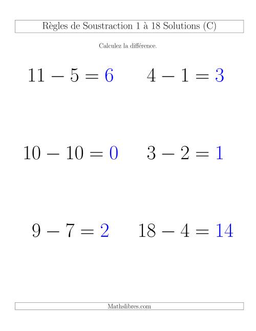Soustraction 1 à 18 -- Horizontale (C) page 2