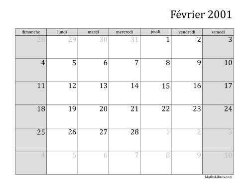 Calendrier Mensuel 2001 (A) page 2