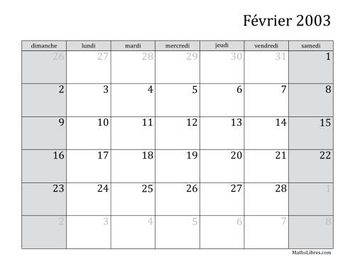 Calendrier Mensuel 2003 (A) page 2