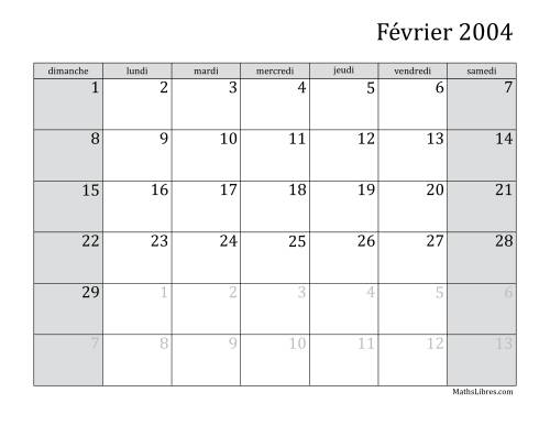 Calendrier Mensuel 2004 (A) page 2