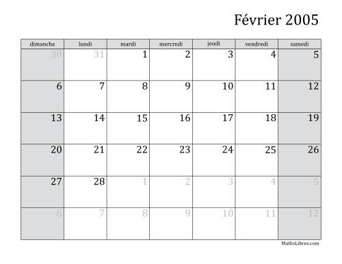 Calendrier Mensuel 2005 (A) page 2