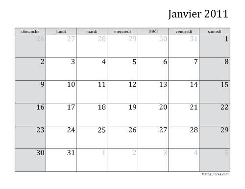 Calendrier Mensuel 2011 (A)