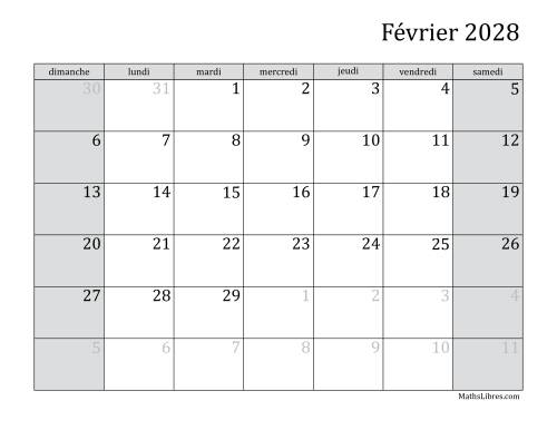 Calendrier Mensuel 2028 (A) page 2