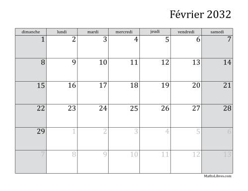 Calendrier Mensuel 2032 (A) page 2