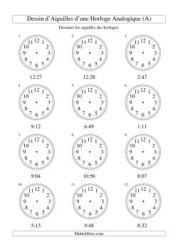 Dessin d'Aiguiles sur Une Horloge Analogique avec 1 Minute d'Intervalle