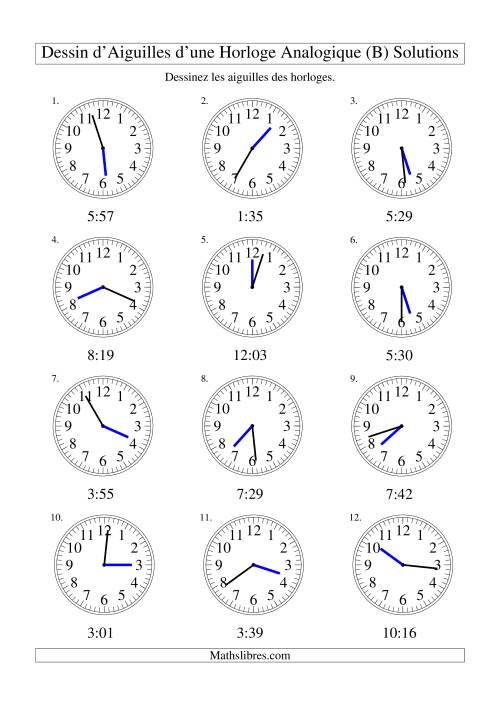 Dessin d'Aiguiles sur Une Horloge Analogique avec 1 Minute d'Intervalle (B) page 2