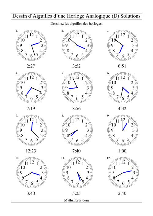 Dessin d'Aiguiles sur Une Horloge Analogique avec 1 Minute d'Intervalle (D) page 2