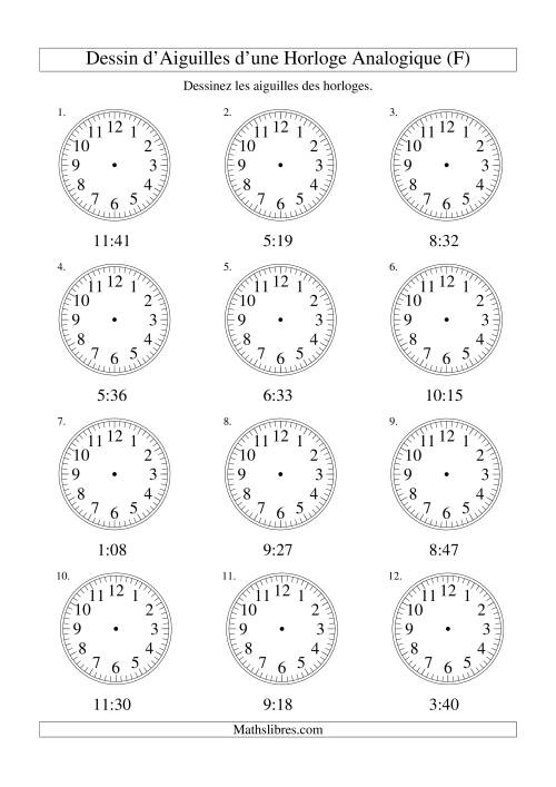 Dessin d'Aiguiles sur Une Horloge Analogique avec 1 Minute d'Intervalle (F)
