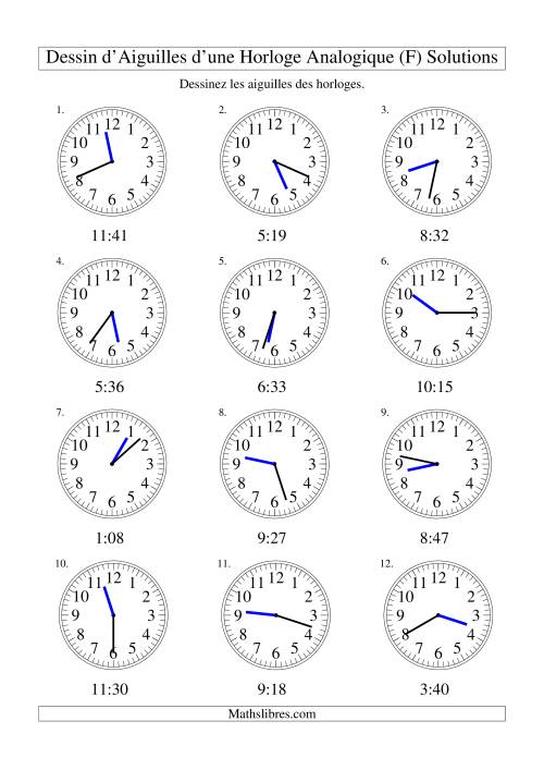 Dessin d'Aiguiles sur Une Horloge Analogique avec 1 Minute d'Intervalle (F) page 2