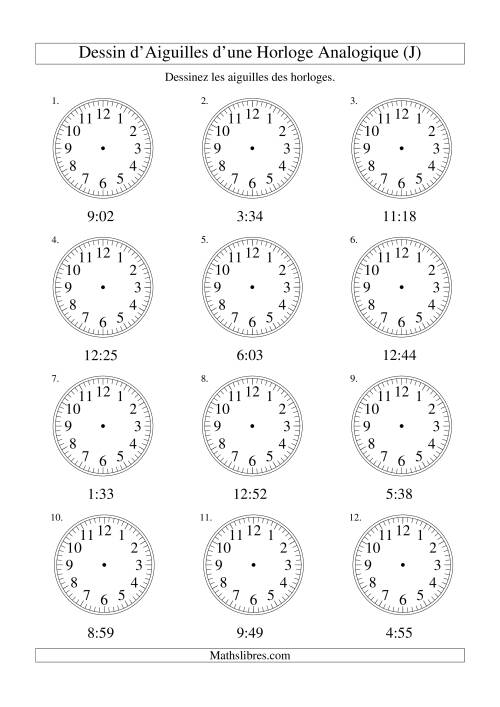 Dessin d'Aiguiles sur Une Horloge Analogique avec 1 Minute d'Intervalle (J)