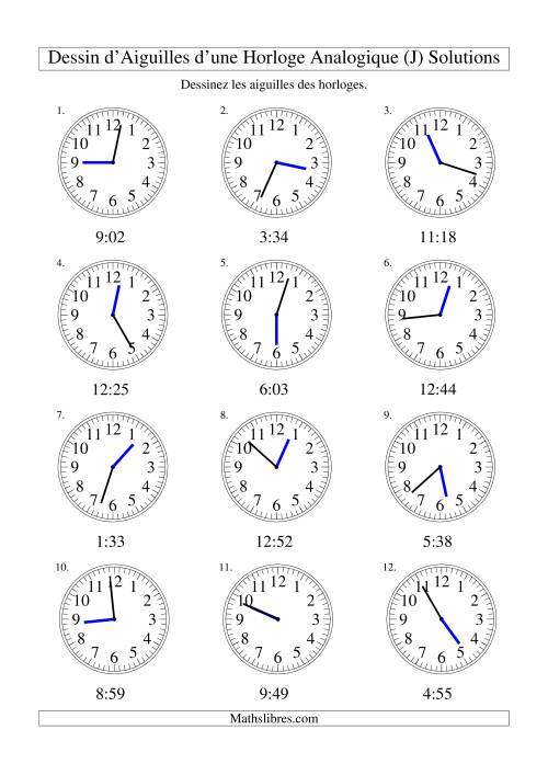 Dessin d'Aiguiles sur Une Horloge Analogique avec 1 Minute d'Intervalle (J) page 2