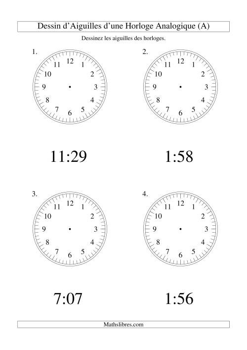 Dessin d'Aiguiles sur Une Horloge Analogique avec 1 Minute d'Intervalle (Grand Format) (Grand Format)