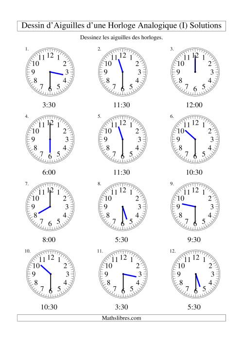 Dessin d'Aiguiles sur Une Horloge Analogique avec 30 Minutes d'Intervalle (I) page 2