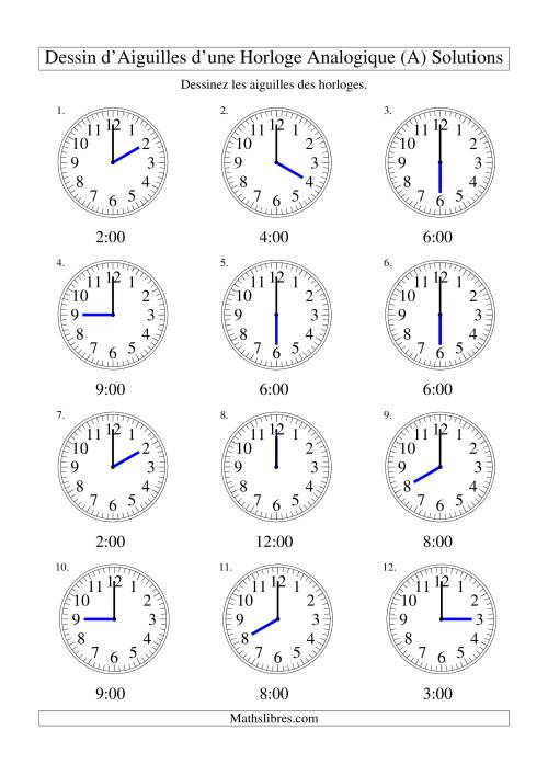 Dessin d'Aiguiles sur Une Horloge Analogique avec 60 Minutes d'Intervalle (A) page 2