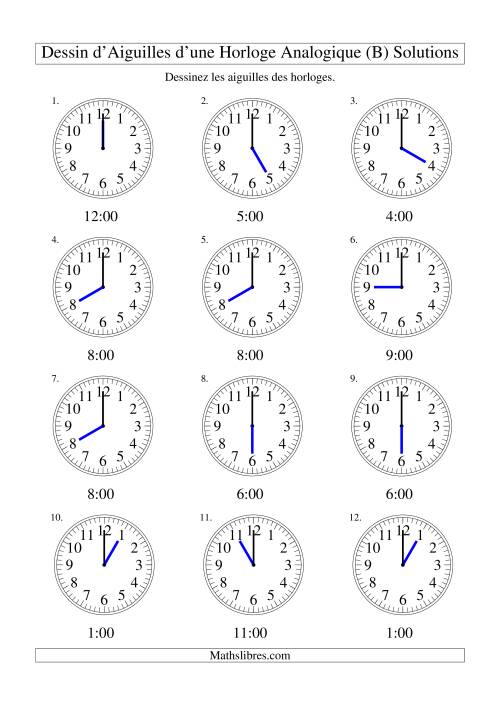 Dessin d'Aiguiles sur Une Horloge Analogique avec 60 Minutes d'Intervalle (B) page 2