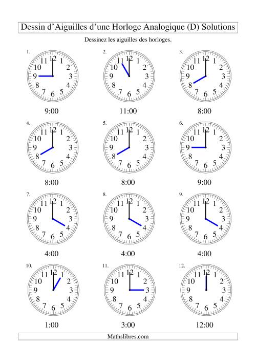 Dessin d'Aiguiles sur Une Horloge Analogique avec 60 Minutes d'Intervalle (D) page 2