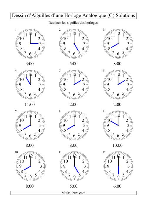 Dessin d'Aiguiles sur Une Horloge Analogique avec 60 Minutes d'Intervalle (G) page 2