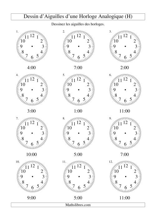 Dessin d'Aiguiles sur Une Horloge Analogique avec 60 Minutes d'Intervalle (H)