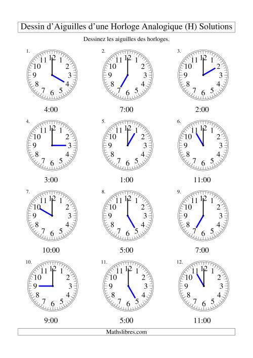 Dessin d'Aiguiles sur Une Horloge Analogique avec 60 Minutes d'Intervalle (H) page 2