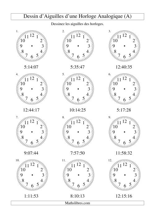 Dessin d'Aiguiles sur Une Horloge Analogique avec 1 Seconde d'Intervalle (A)