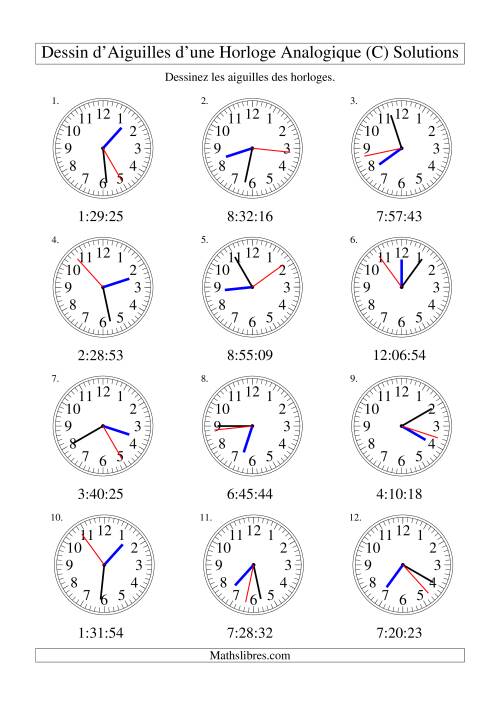 Dessin d'Aiguiles sur Une Horloge Analogique avec 1 Seconde d'Intervalle (C) page 2