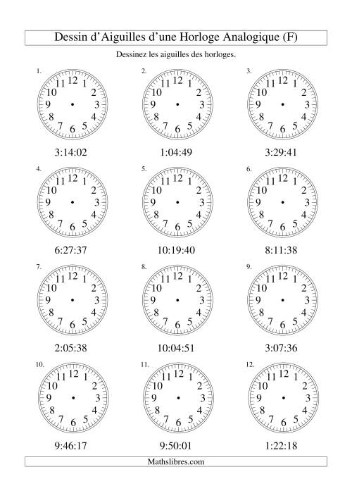 Dessin d'Aiguiles sur Une Horloge Analogique avec 1 Seconde d'Intervalle (F)