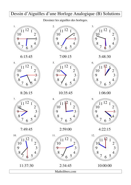 Dessin d'Aiguiles sur Une Horloge Analogique avec 15 Secondes d'Intervalle (B) page 2